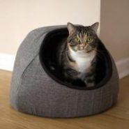 Rosewood Grey Tweed Hooded Cat Bed