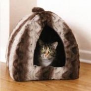 Rosewood Grey & Cream Plush Pyramid Cat Bed