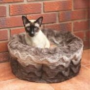 Rosewood Grey & Cream Snuggle Plush Cat Bed