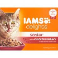 Iams Delights Chicken In Gravy Senior Selection Cat Food Pouches