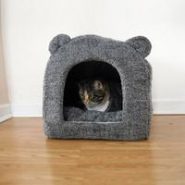 Rosewood Grey Teddy Bear Cat Bed